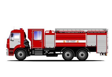 Premium Vector Fire Engine And Fireman Isolated On Background