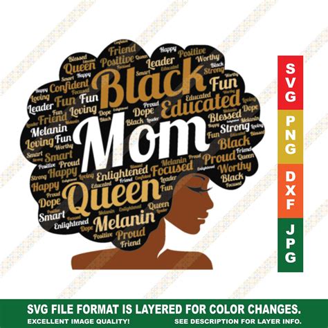 Black Mom Queen Afro African Woman Png Happy Mothers Day Vector