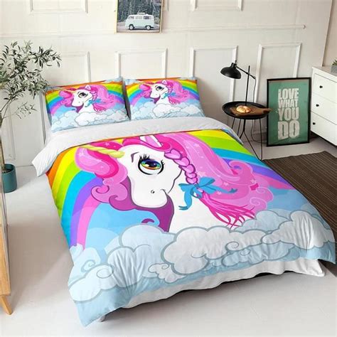 Housse de Couette Licorne de Dessin animé Contient deux taies d