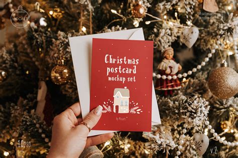 Christmas Postcard Mockup Set 1 V2 A Print Template By Mocart