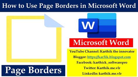 How To Insert A Page Border In Microsoft Word Word Page Borders Customize Page Borders Ms