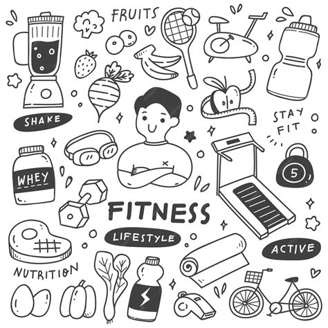 Premium Vector Set Of Healthy Lifestyle In Doodle Style Illustration