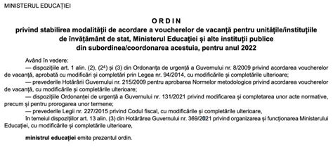 Profesorii primesc vouchere de vacanță de 1 450 de lei Ordinul a fost