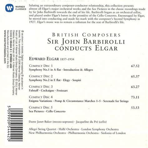 Barbirolli Conducts Elgar Jacqueline Du Pr Dame Janet Baker