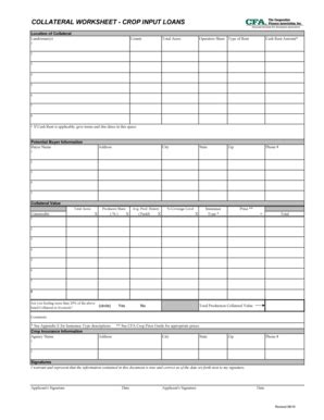 Fillable Online Collateral Worksheet Crops Bcfafscomb Fax Email