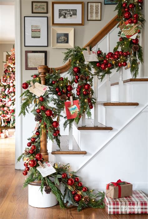 Styling a Staircase Christmas Garland