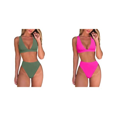 Pack Kcodviy Womens High Waisted Thong Teens Swimsuits For Bikini Sets Brazilian Board