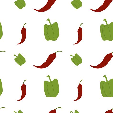 Seamless Pattern With Colored Line Icons Red Hot Pepper And Green Pepper 12505773 Vector Art At