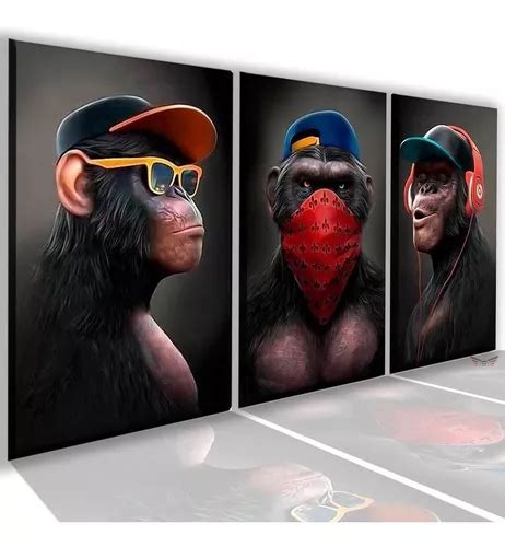 Kit 3 Quadros 3 Macaco Gangue Dos Macacos 3 Peças MercadoLivre