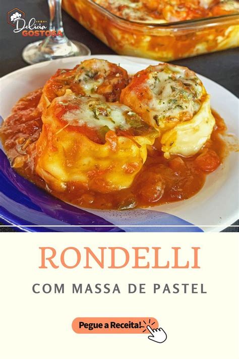 RONDELLI de MASSA de PASTEL Recheio de PRESUNTO QUEIJO e REQUEIJÃO