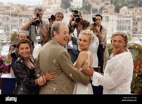 Director Denys Arcand 2nd L Poses With Actors From L Emma De Caunes