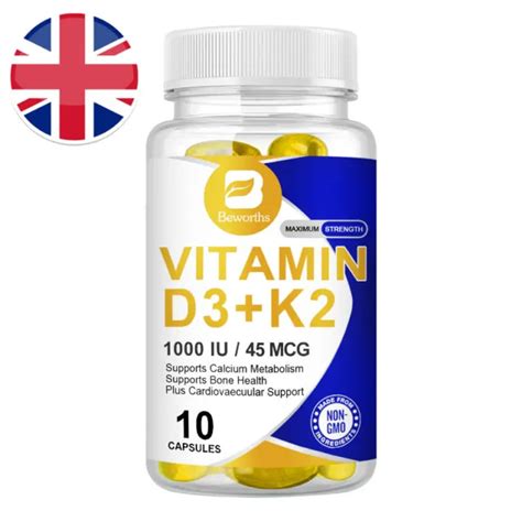 10 CAPSULES VITAMIN K2 D3 Vitamin Supplement With BioPerine Immunity