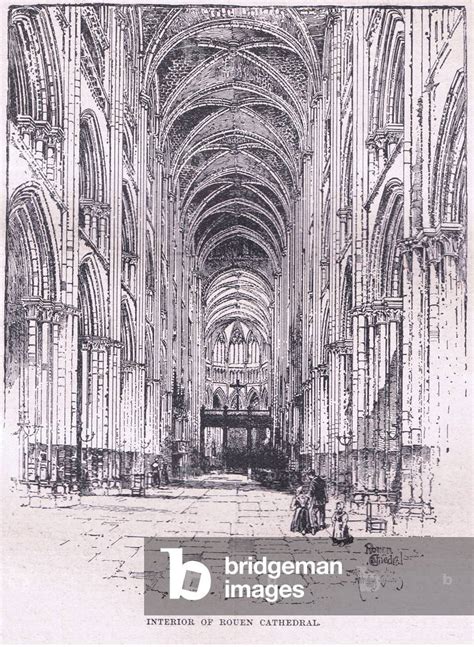 Image of Interior of Rouen Cathedral (litho) by English School, (20th ...