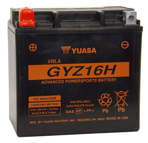 Yuasa GYZ16H Factory Activated Maintenance Free Battery Walmart