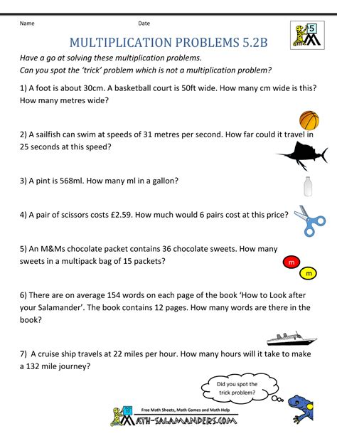 Multiplication Problems Printable 5th Grade