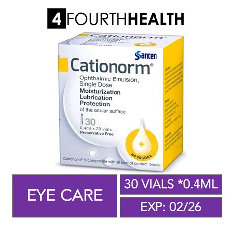 Cationorm Opthalmic Emulsion 30 X 04ml Vials Exp Feb 2026 Shopee Singapore