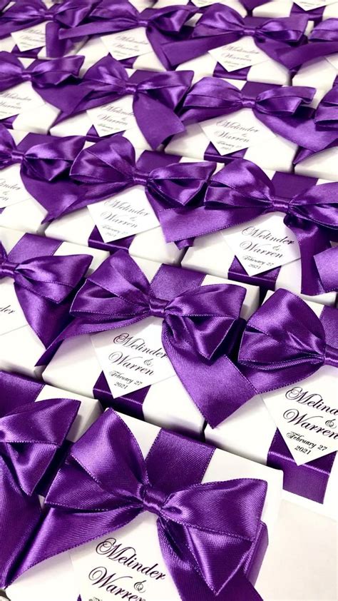 Purple Wedding Favor Personalized Boxes With Satin Ribbon Etsy Video