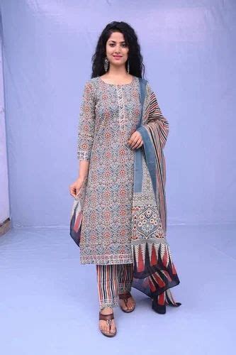 Cotton Hand Block Print Suit Digital Prints Multicolour At Rs 750