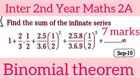 Problem On Binomial Theorem Inter Nd Year Maths A In Telugu Maths