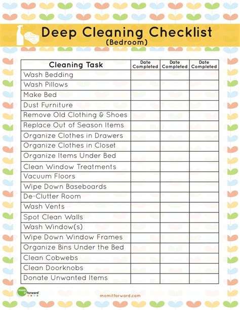 Printable Deep Cleaning Bedroom Checklist Mom It Forward Clean