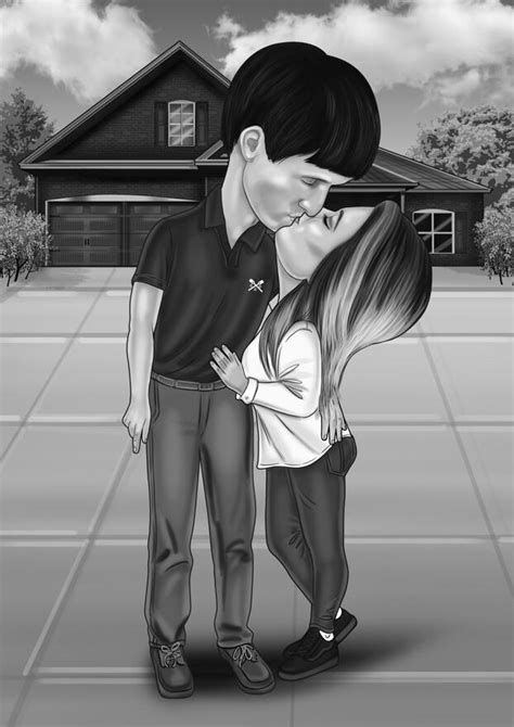 Cute Anime Couples Kissing In Black And White