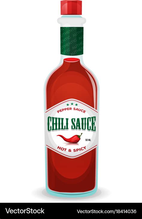 Chili pepper sauce in bottle Royalty Free Vector Image