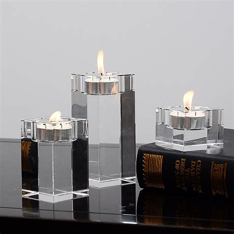 Romantic Crystal Glass Candle Holder Square Candle Holder Etsy