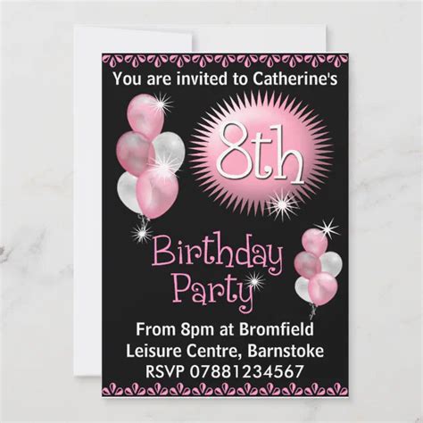 8th Birthday Party Invitation Zazzle