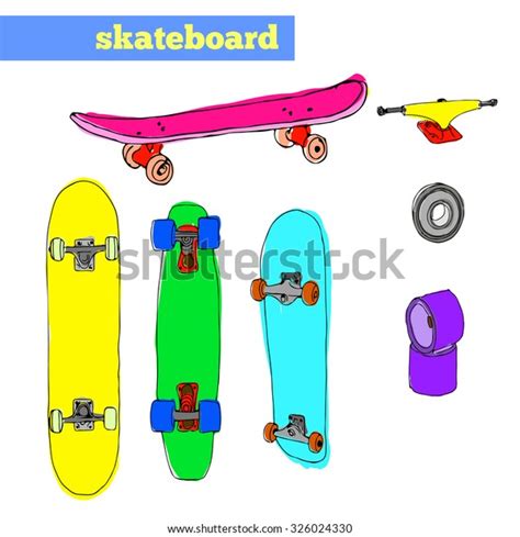 Set Skateboards Skateboarding Spare Parts Stock Vector Royalty Free