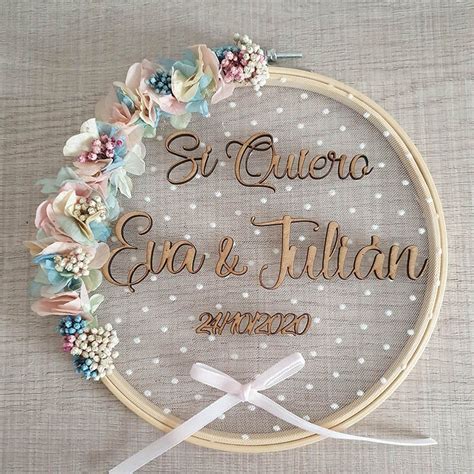 Bastidor Porta Alianzas Con Flores Y Madera Cajas Para Anillos De