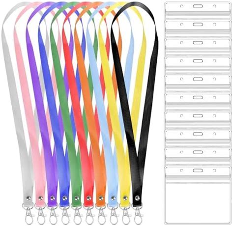 Lot De 10 Cordons Tour De Cou Multicolores Avec Porte Badge Porte