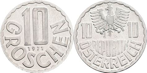 Österreich 2 Republik 10 Groschen 1971 ss vz Kratzer MA Shops