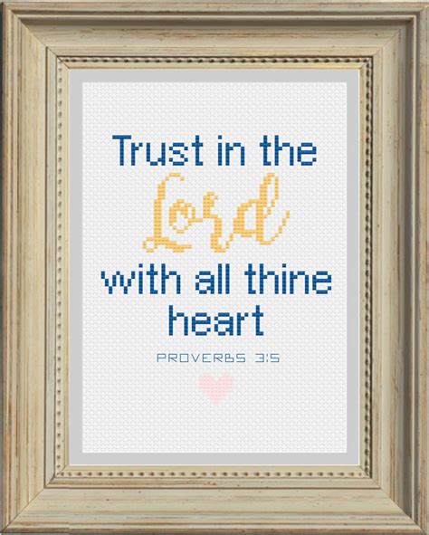 Bible Verse Cross Stitch Pattern Proverbs Kjv Trust Etsy