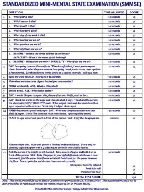 Mini Mental Scale Examination