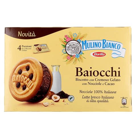 BAIOCCHI BISCOTTO CON CREMOSO GELATO CON NOCCIOLA E CACAO X4 MULINO