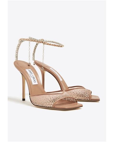 Jimmy Choo Saeda 100 Crystal Mesh Sandals In White Lyst