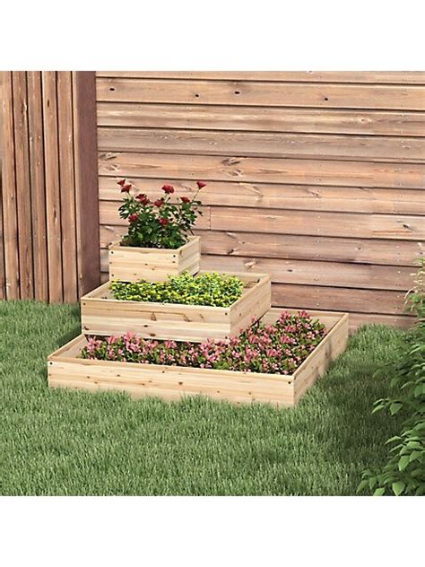 Outsunny 3 Tier Wooden Raised Garden Bed Planter Box For Backyard Thebay