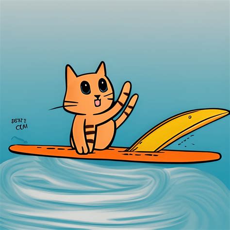 Cute Cat Surfing Cartoon · Creative Fabrica