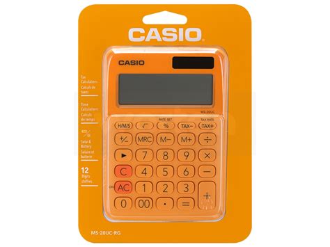 Calculadora Básica Casio Ms 20uc Rg Laranja 12 Dígitos Wortenpt