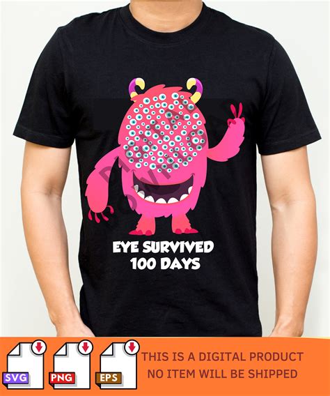 Eye Survived 100 Days Of School Svg Png Instant Download Cute Pink