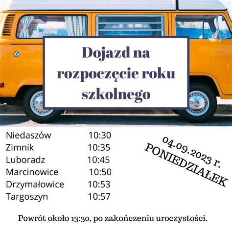 Rozk Ad Jazdy Autobusu Na Rozpocz Cie Roku Szkolnego Wrze Nia Do