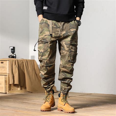 Ready Made Garment Mens Woven Camo Jogger Washed Cargo Pants Lotlots