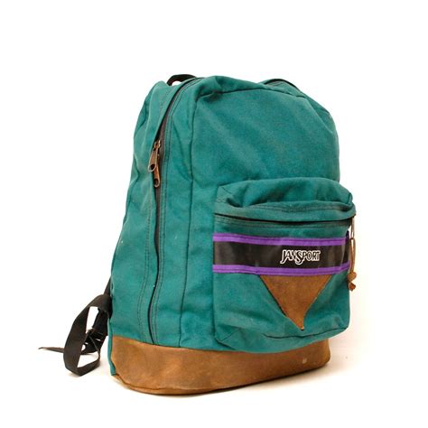 Vintage S Jansport Turquoise Canvas Purple Stripe Triangle