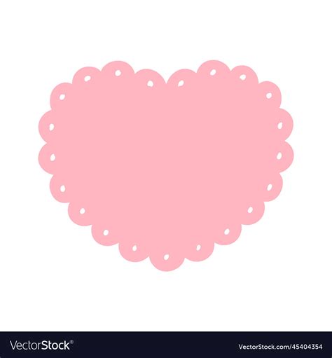 Scalloped Edge Doily Heart Frame Badge Simple Vector Image