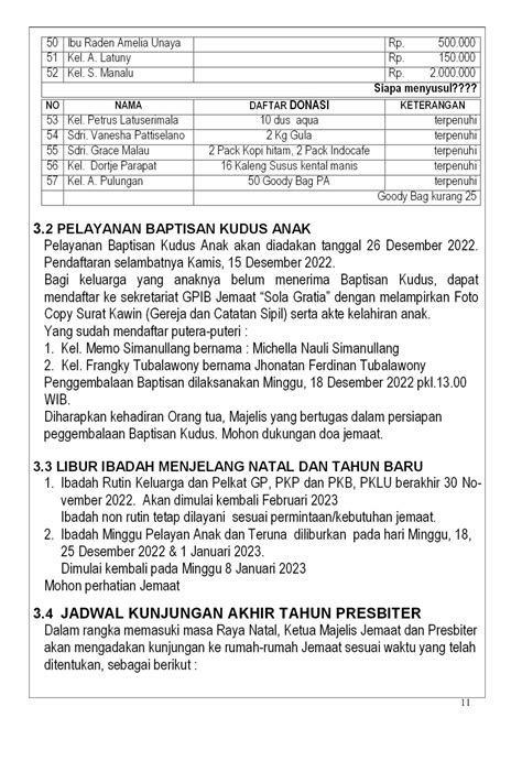 Tata Ibadah And Warta Jemaat Minggu 11 Desember 2022 Gpib Sola Gratia