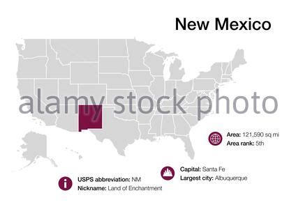 New Mexico Political Map With Capital Santa Fe Borders Important