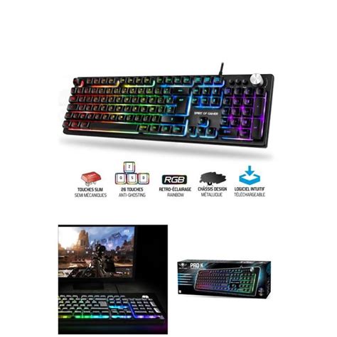 Clavier Pc Gamer Led Rgb Spirit Of Gamer Pro K Ch Ssis M Tal Anti