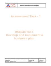 ASSESS 1 Docx BSBMGT617 Develop And Implement A Business Plan