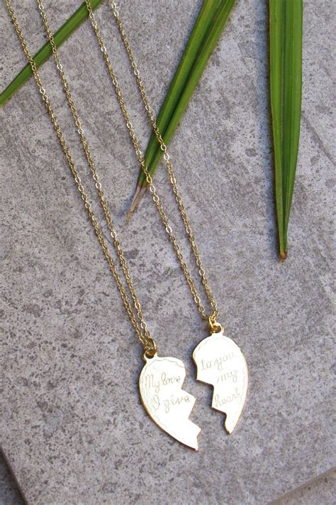 Broken Heart Necklace Boyfriend Girlfriend Jewelry Couple Etsy