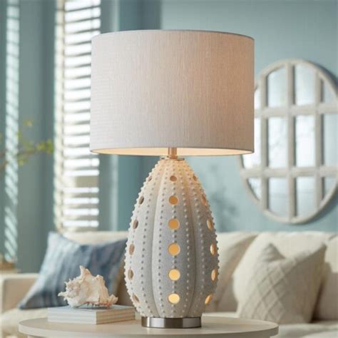 Pacific Coast Lighting White Sea Urchin Woven Grass Resin Table Lamp In